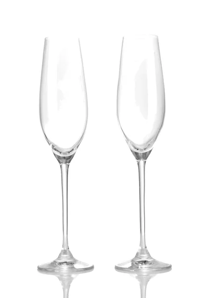 Verres à champagne, isolés sur blanc — Photo