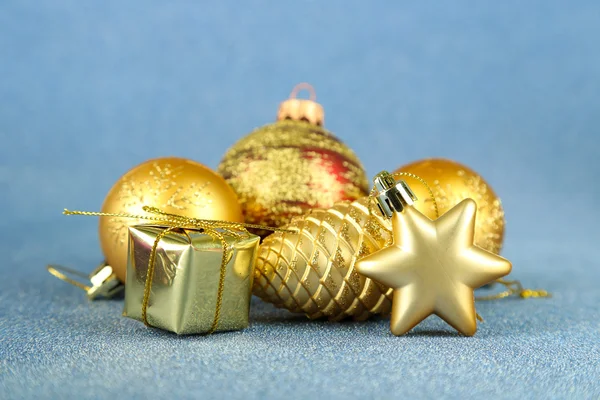 Christmas decorations on blue background — Stock Photo, Image