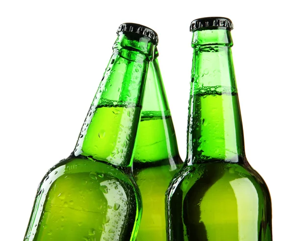 Beyazlar üzerinde izole bira şişeleri