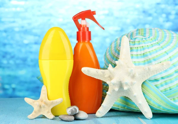 Beach items on beach background — Stock Photo, Image