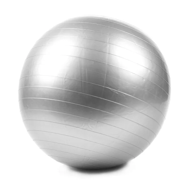 白で隔離されるフィットネスのための灰色のボール — ストック写真
