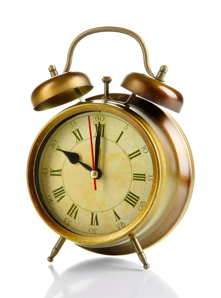 Reloj despertador viejo aislado en blanco Fotos De Stock Sin Royalties Gratis
