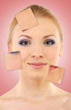 güzel kadınlar makyaj kısımlarıyla ten yakın çekim