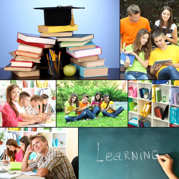 Collage of students peoples- education concep — Stock Photo, Image