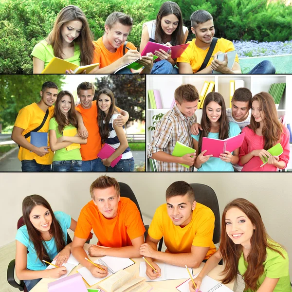 Collage of students people - concetto di istruzione — Foto Stock