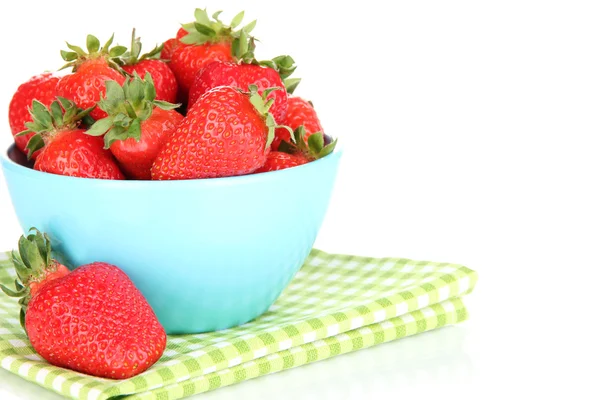 Fresh strawberry in bowl isolated on white — Stock Photo, Image