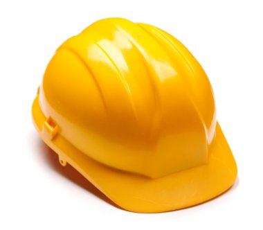 Sarı kask üzerinde beyaz izole