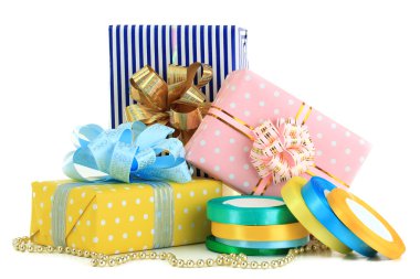 hediye tatil hediye üzerinde beyaz izole kaydırma bantları