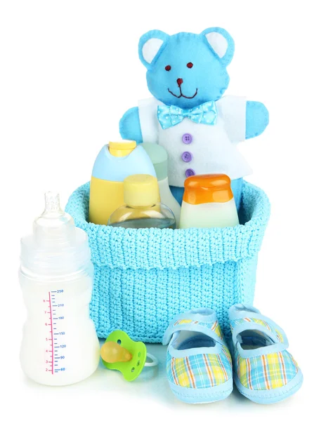 Accessoires bébé isolés sur blanc — Photo