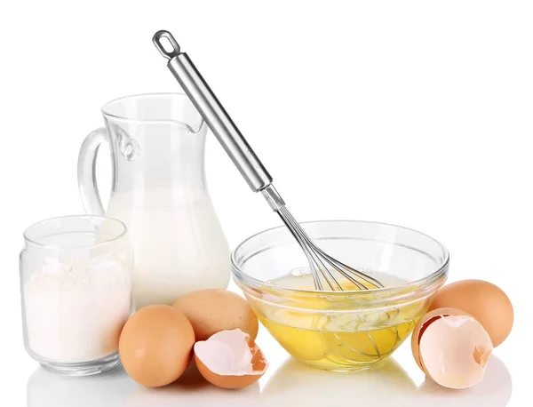 Ingredients for dough isolated on white — Stock Photo, Image