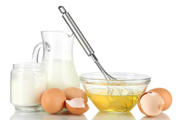 Ingredients for dough isolated on white — Stock Photo, Image