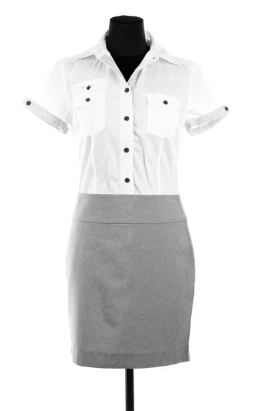 素敵なブラウスやマネキン、白で隔離される灰色のスカート — ストック写真