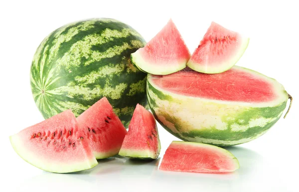 Reife Wassermelonen isoliert auf weiß — Stockfoto