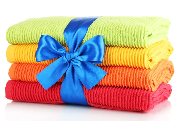 Colorful towels isolated on white — Stock Photo, Image