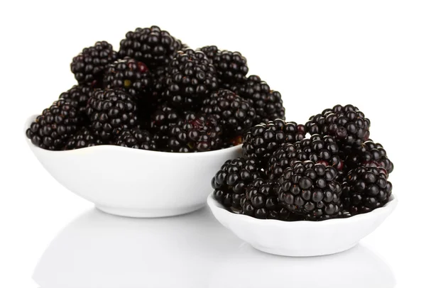 Sweet blackberry in bowl isolated on white — Stock Photo, Image