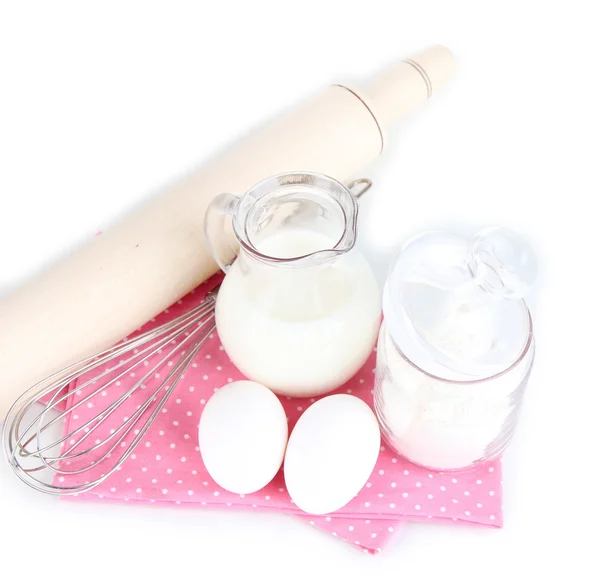 Ingredienser för degen isolerad på vit — Stockfoto