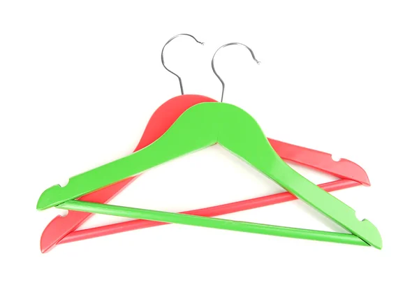 Colorful clothes hangers isolated on white — Stock Photo, Image