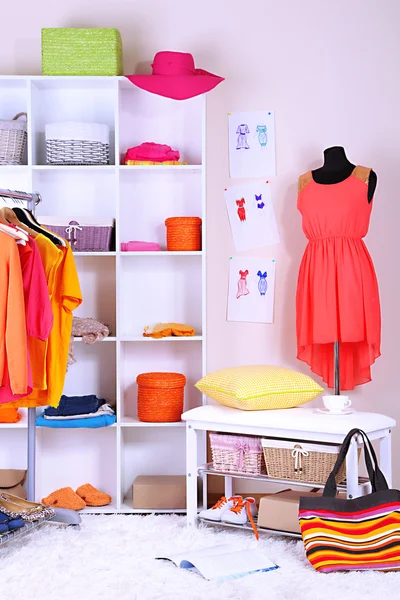 Women wardrobe in sunny colors — Stock Photo, Image