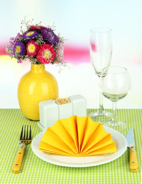 Beautiful table setting for breakfast — Stock Photo, Image