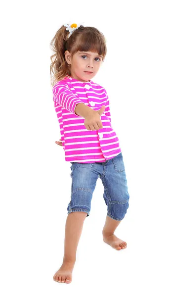 Little girl posing isolated on white — Stock Photo, Image