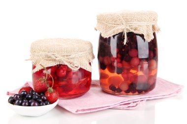 Home made berry jam isolated on white