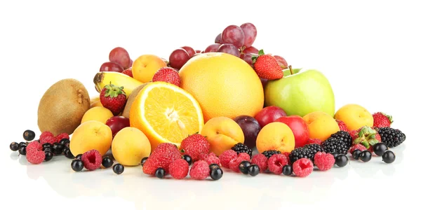 Fresh fruits and berries isolated on white — Stock Photo, Image