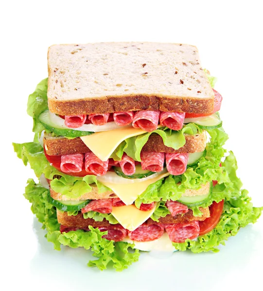 Huge sandwich, isolated on white — Stock Photo, Image