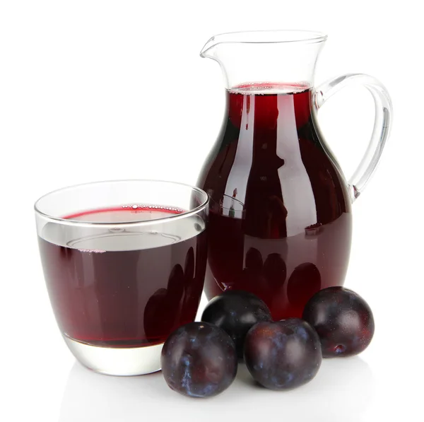 Delicious plum juice isolated on white — Stock Photo, Image