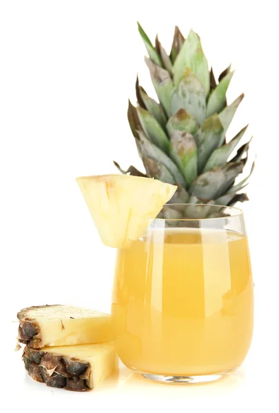 Delicious pineapple juice isolated on white — Stock Photo, Image