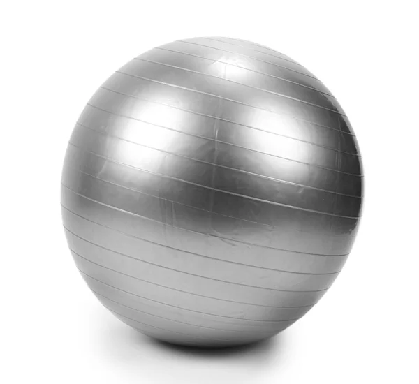 Grijze bal voor fitness geïsoleerd op wit — Stockfoto