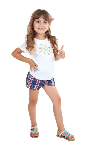 Niña posando aislada sobre blanco — Foto de Stock