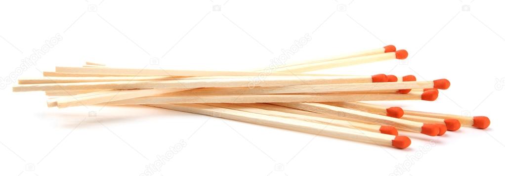 Long matches for fireplace, isolated on white
