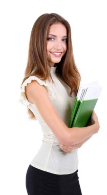 Beyaz tenli genç bir iş kadını.