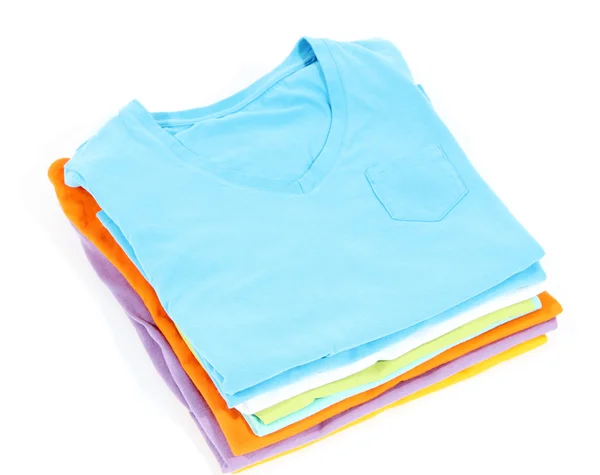 Camisas cuidadosamente dobladas aisladas en blanco —  Fotos de Stock