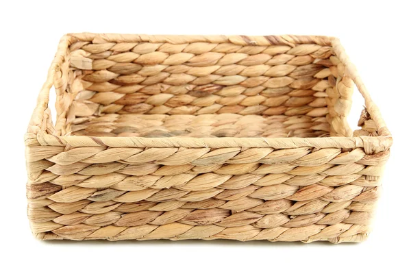 Wicker basket, isolated on white — Stock Photo, Image