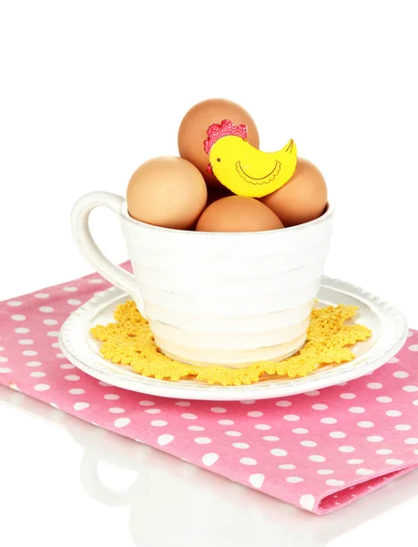 Jaja w kubek na białym tle — Zdjęcie stockowe