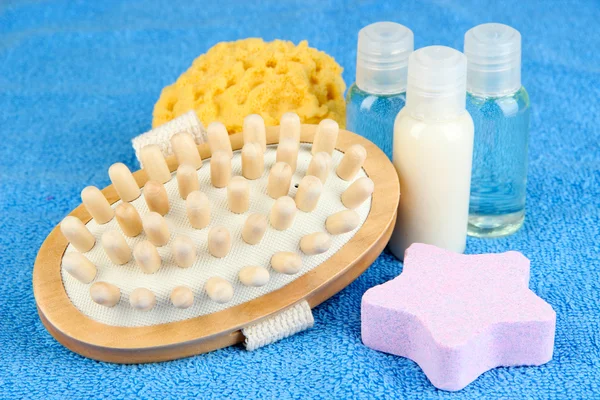 Instellen van spa, op een handdoek achtergrond kleur — Stockfoto