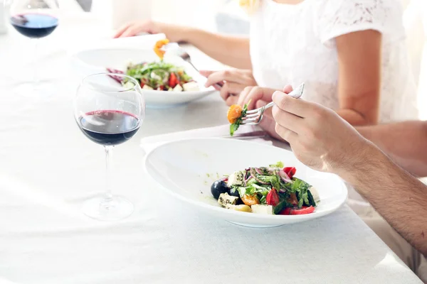 Beautiful couple having romantic dinner at restaurant Royalty Free Stock Images