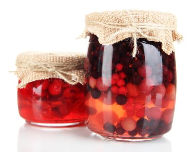 Home made berry jam isolated on white