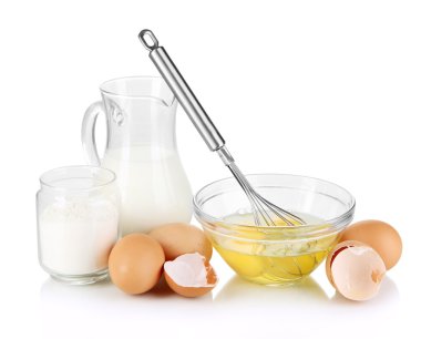 hamur üzerine beyaz izole için malzemeler