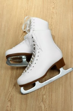 Figure skates on table close-up