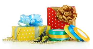 hediye tatil hediye üzerinde beyaz izole kaydırma bantları