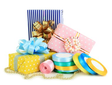 hediye tatil hediye üzerinde beyaz izole kaydırma bantları