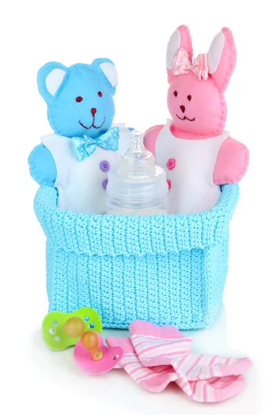 Accessoires bébé isolés sur blanc — Photo