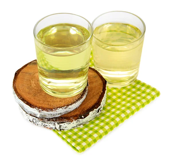 Glasses of birch sap, isolated on white — Stock Photo, Image