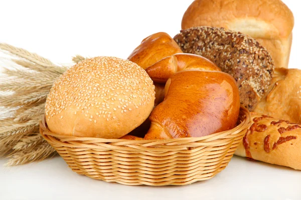 Variety of bread isolated on white — Stock Photo, Image