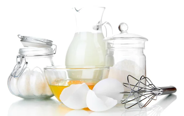 Ingredients for dough isolated on white — Stock Photo, Image