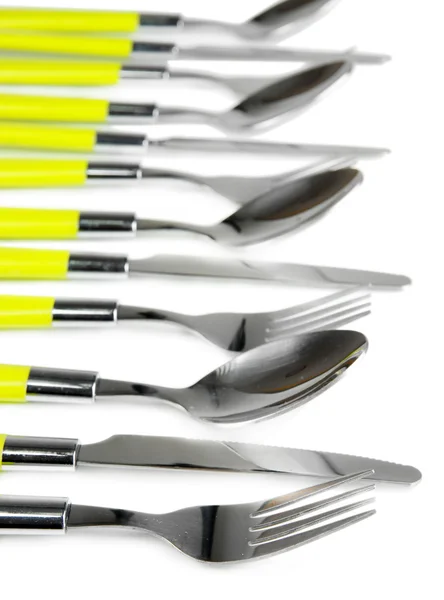 Couteaux et fourchettes, isolés sur blanc — Photo