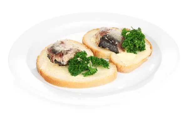 Смачні бутерброди з гарбузом, ізольовані на білому — стокове фото