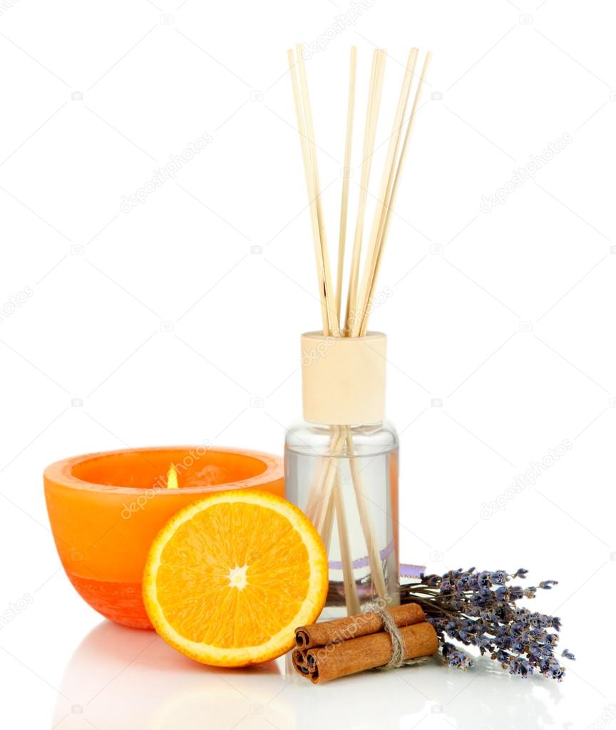 Aromatic sticks for home with fruity odor isolated on white
